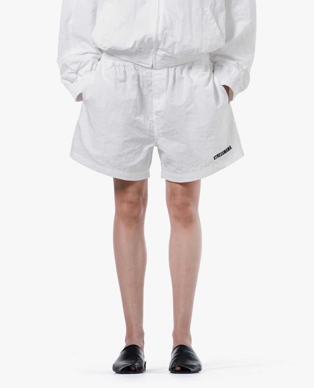 STRESSMAMA - Quần short unisex ống rộng thêu logo Coach