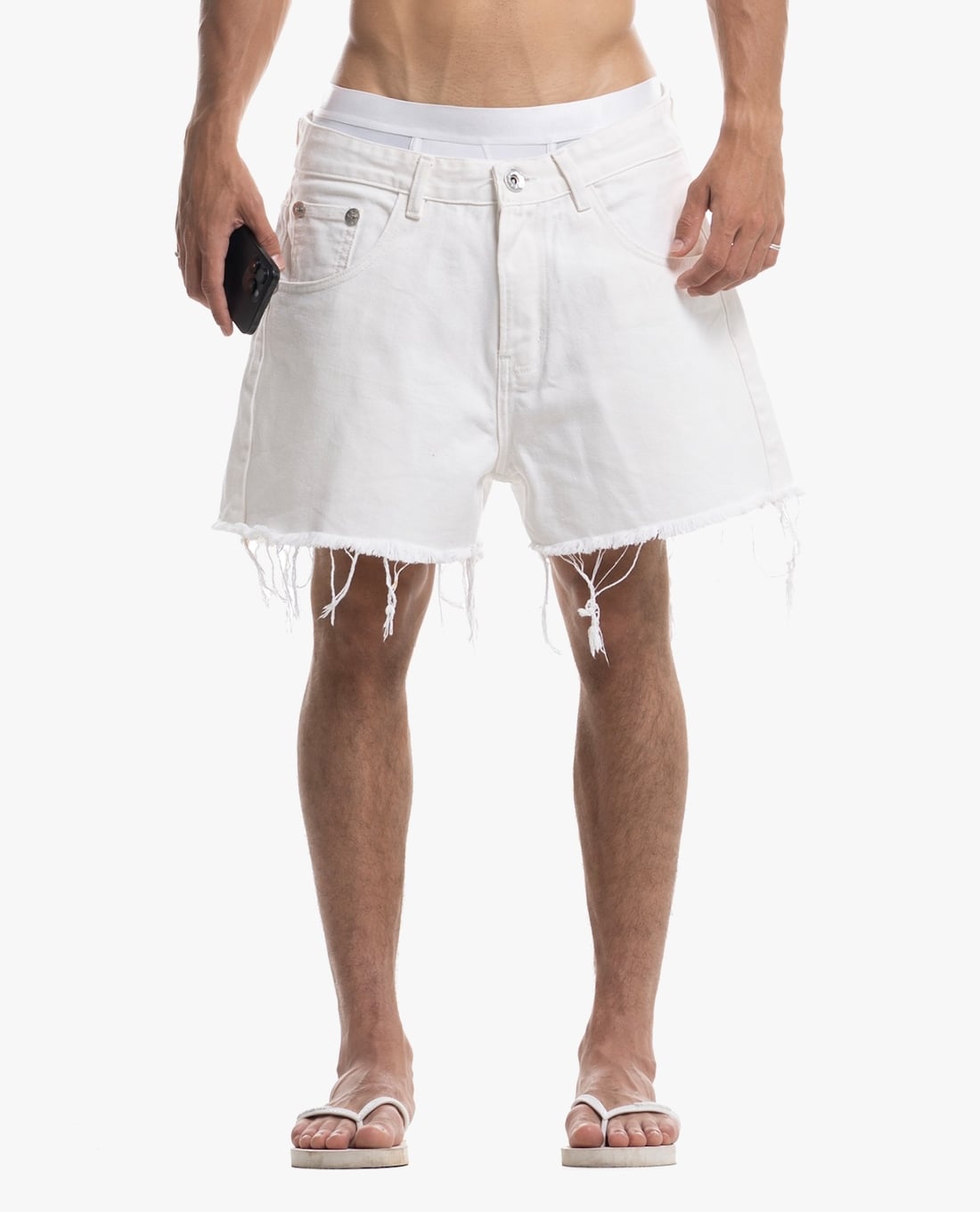STRESSMAMA - Quần short jeans unisex rách gấu Summer 26