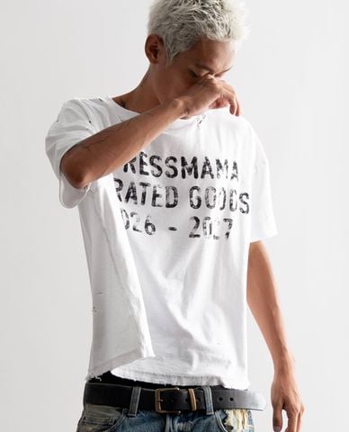  STRESSMAMA - Áo thun unisex cổ tròn tay ngắn in chữ 