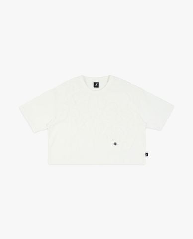  KANGOL - Áo croprop nữ cổ tròn tay ngắn 