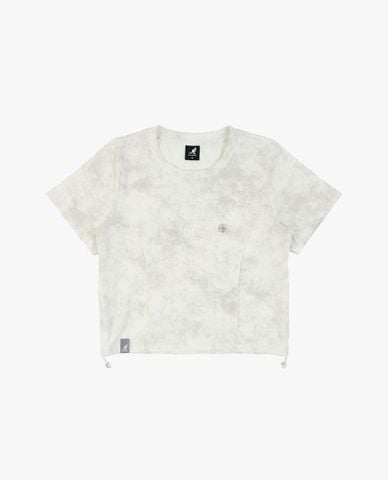  KANGOL - Áo thun nữ cổ tròn tay ngắn rút dây 