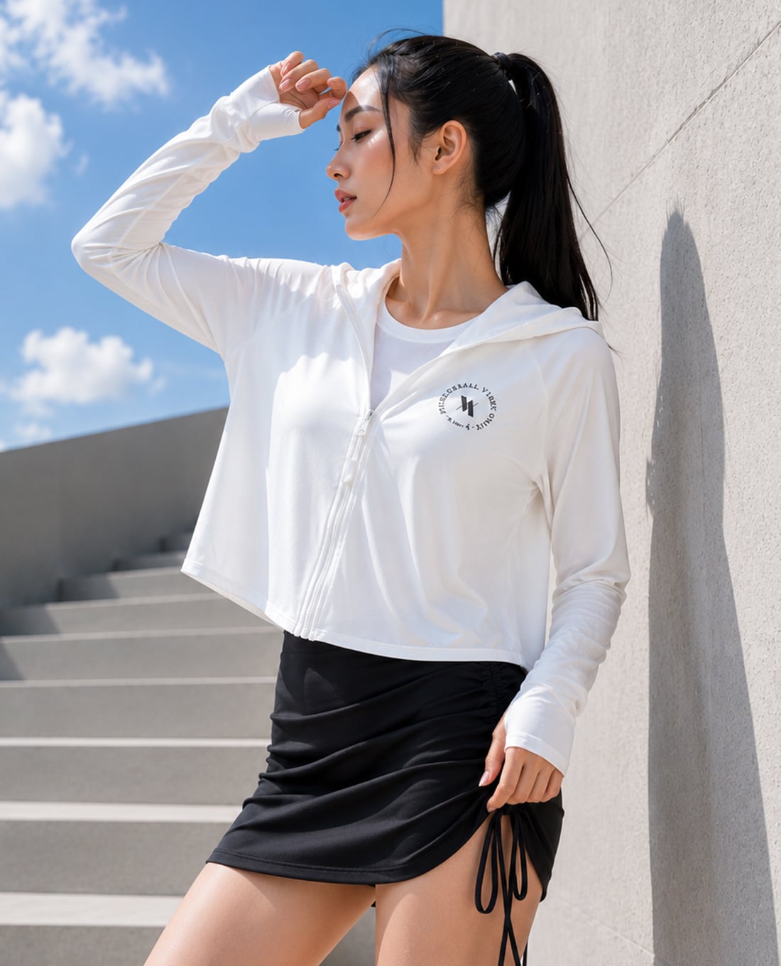 AZURA - Áo khoác thể thao nữ phối mũ Ace