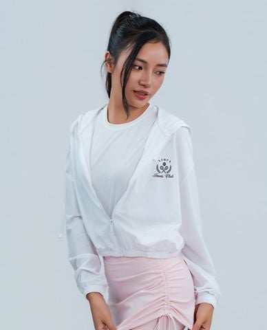  AZURA - Áo khoác gió nữ phối mũ in logo Lumie 