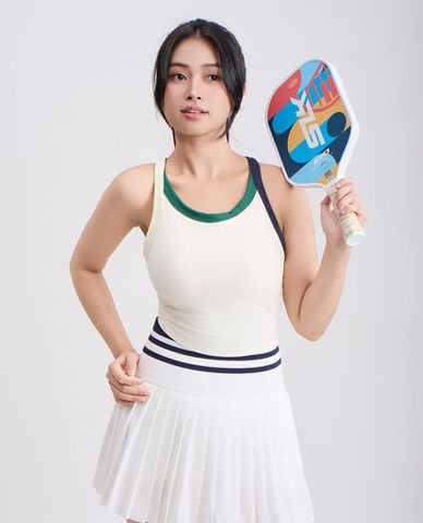  AZURA - Áo ba lỗ thể thao nữ cổ tròn phối viền 