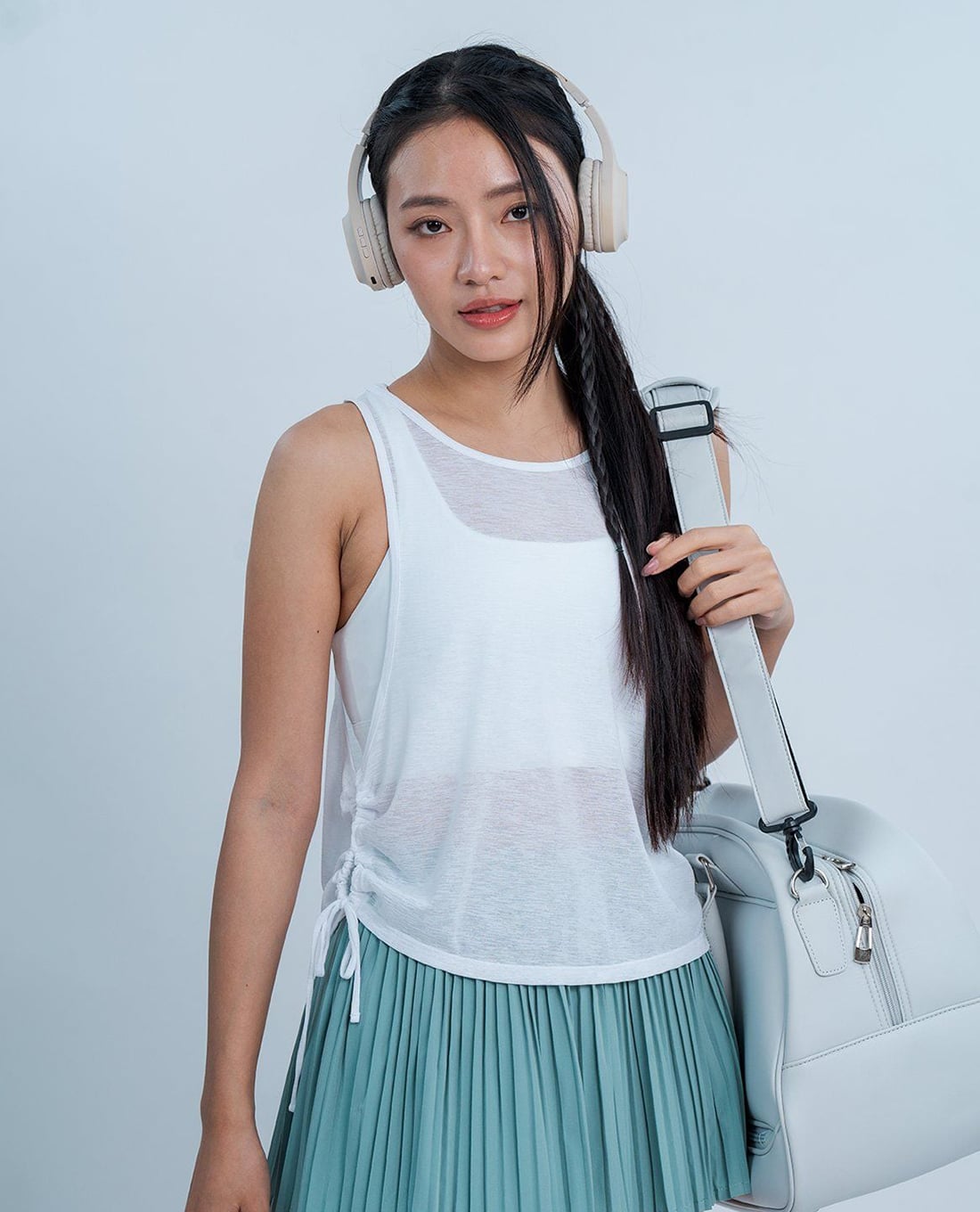 AZURA - Áo ba lỗ thể thao nữ lưới phối dây rút