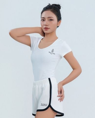  AZURA - Áo thun thể thao nữ cổ V tay ngắn phom ôm 