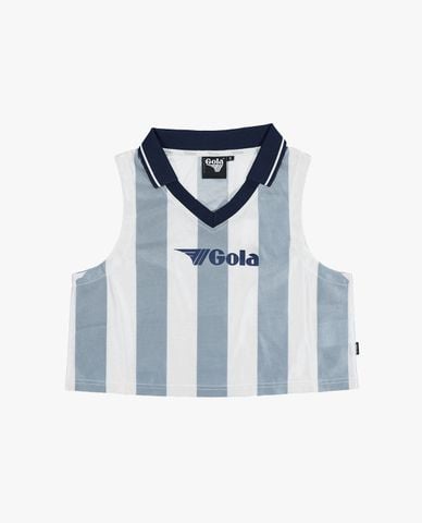  GOLA - Áo croptop nữ cổ bẻ sát nách kẻ sọc 