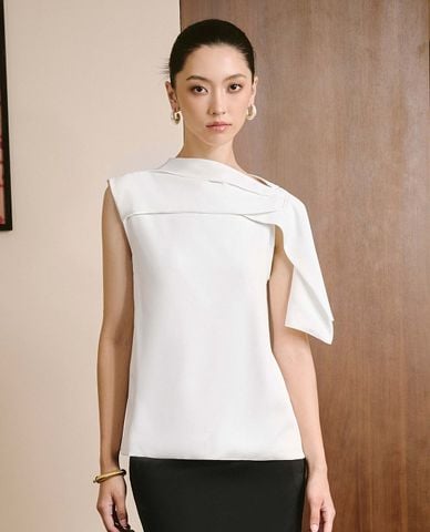  LARMES - Áo kiểu nữ choàng vai bất đối xứng Valencia 