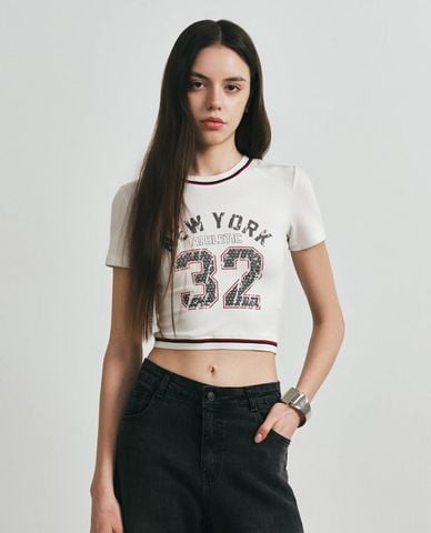  DEZUS - Áo croptop nữ cổ tròn tay ngắn Hesa Wamy 