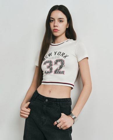  DEZUS - Áo croptop nữ cổ tròn tay ngắn Hesa Wamy 
