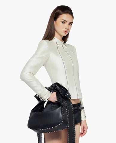  FANCì CLUB - Áo khoác croptop nữ cổ cao tay dài khóa zip Solar 