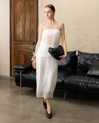  THE PHIA - Set áo hai dây nữ và chân váy lụa Airy Voile 