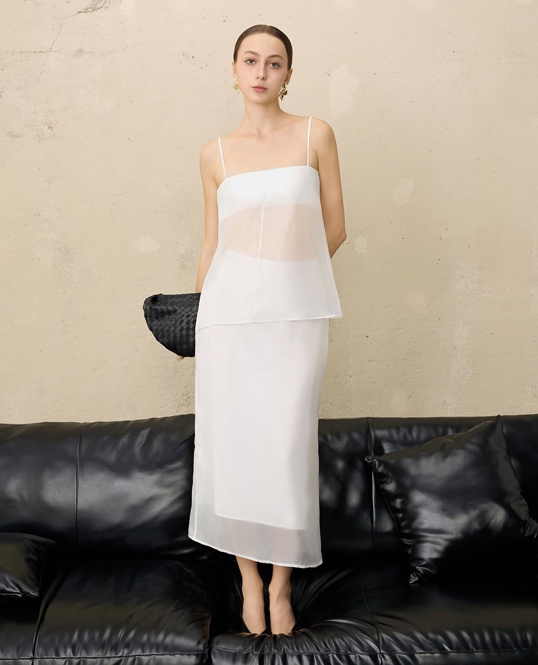 THE PHIA - Set áo hai dây nữ và chân váy lụa Airy Voile