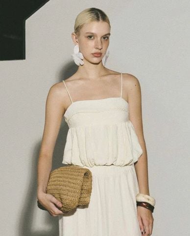  DEZUS - Áo hai dây nữ dáng phồng Gray 