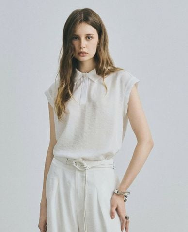  DEZUS - Áo kiểu nữ cổ bẻ tay ngắn Kedin 