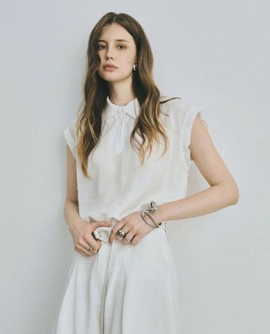  DEZUS - Áo kiểu nữ cổ bẻ tay ngắn Kedin 