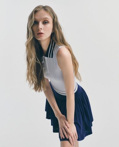  DEZUS - Áo sát nách nữ cổ bẻ phom ôm Ronnie 