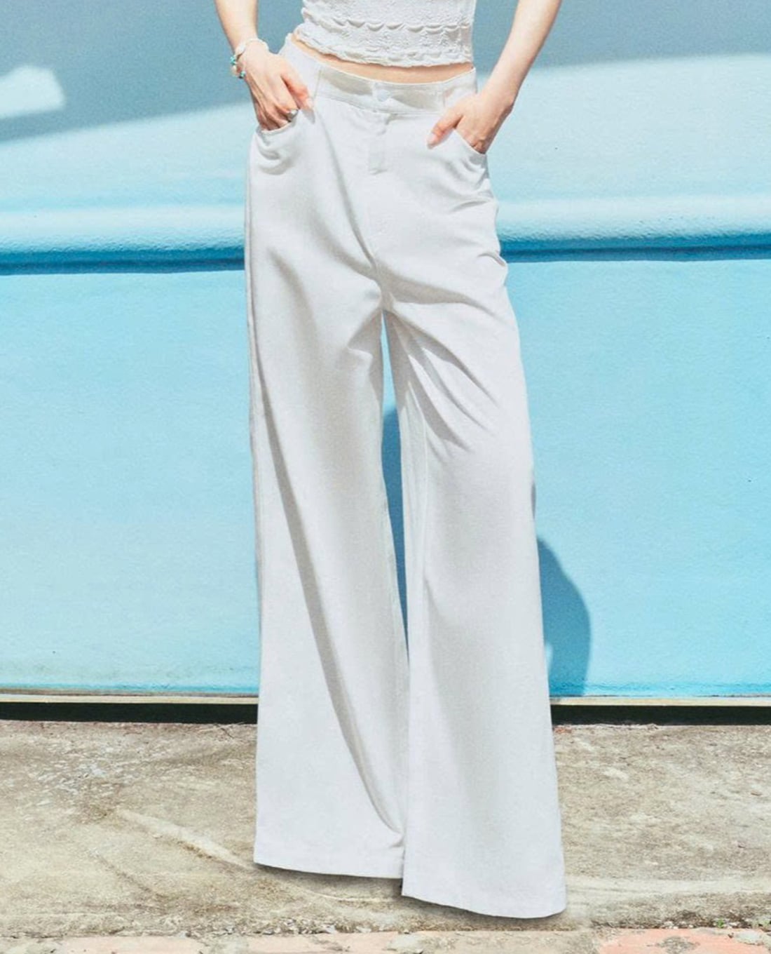 DEZUS - Quần jeans nữ ống rộng lưng cao Aeroflex