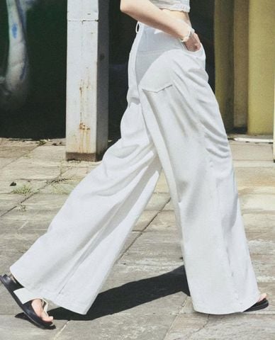  DEZUS - Quần jeans nữ ống rộng lưng cao Aeroflex 