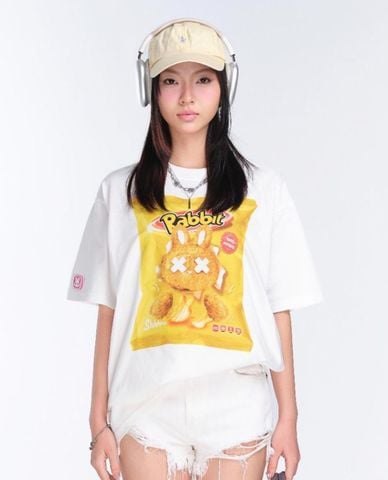  BAD RABBIT CLUB - Áo thun unisex cổ tròn tay ngắn Snack Rabbit 