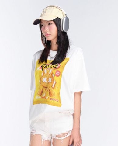  BAD RABBIT CLUB - Áo thun unisex cổ tròn tay ngắn Snack Rabbit 