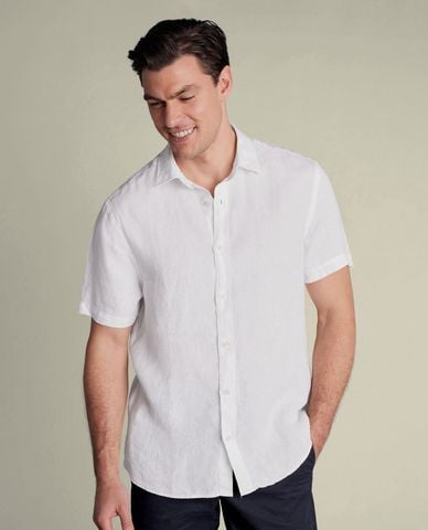  CHARLES TYRWHITT - Áo sơ mi nam cổ bẻ tay ngắn Pure Linen 