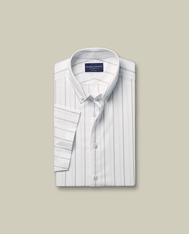  CHARLES TYRWHITT - Áo sơ mi nam cổ bẻ tay ngắn Poplin Slub 