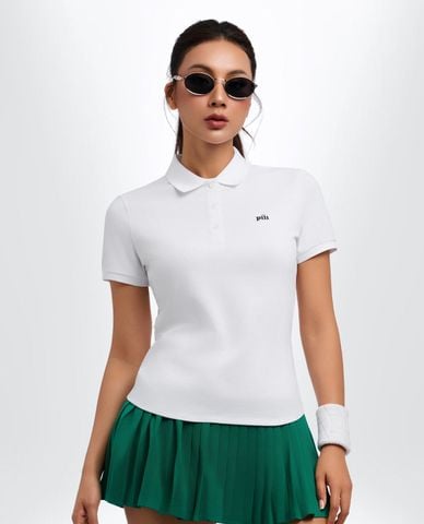  PILI - Áo polo nữ tay ngắn phom ôm phối logo 