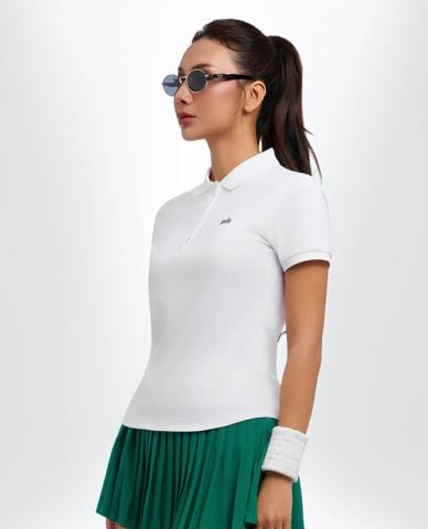  PILI - Áo polo nữ tay ngắn phom ôm phối logo 