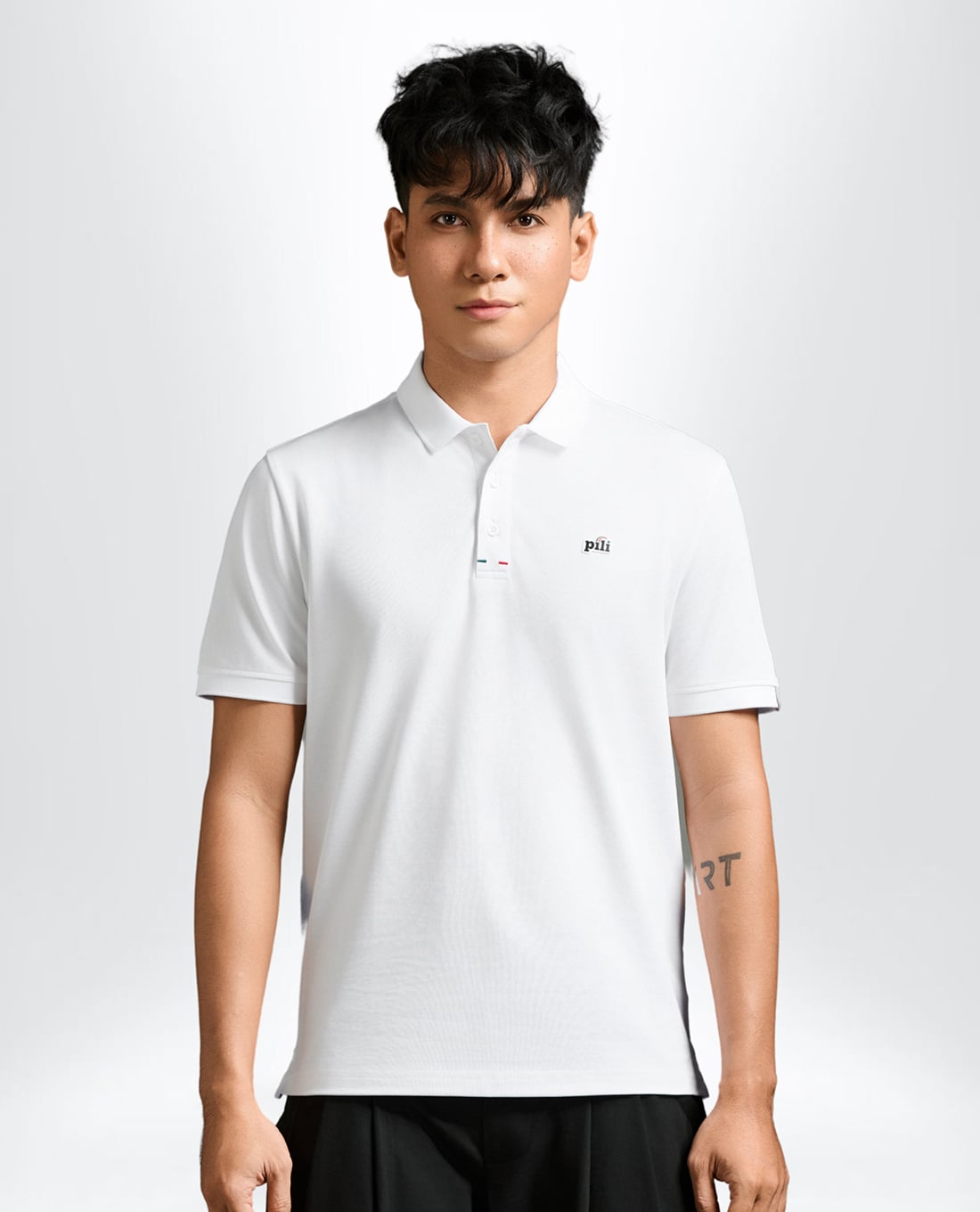 PILI - Áo polo nam tay ngắn phối patch logo