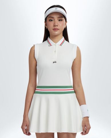 PILI - Đầm thể thao mini sát nách phối viền 