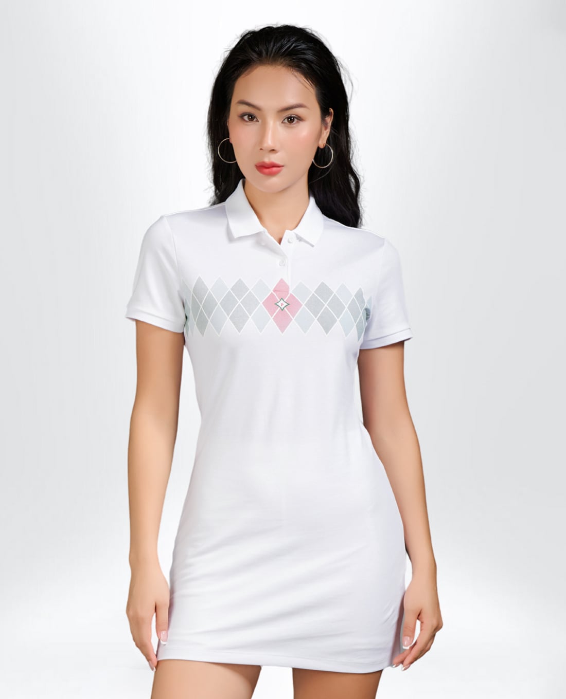 PILI - Đầm thể thao mini tay ngắn họa tiết quả trám