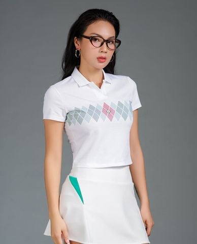  PILI - Áo polo nữ tay ngắn họa tiết quả trám 