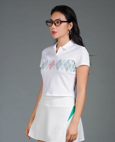  PILI - Áo polo nữ tay ngắn họa tiết quả trám 