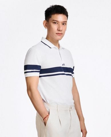  PILI - Áo polo nam cổ bẻ tay ngắn phối sọc 