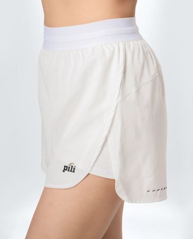  PILI - Quần short tập luyện nữ xẻ tà phối logo 