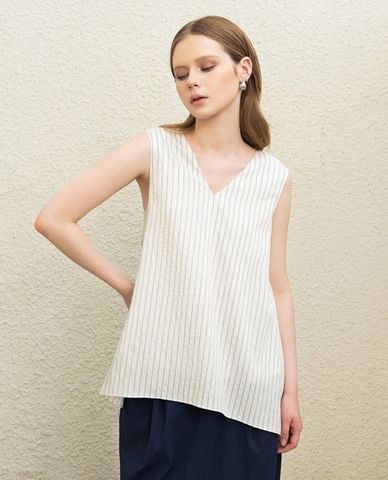  DEZUS - Áo sát nách nữ cổ V kẻ sọc Salila 