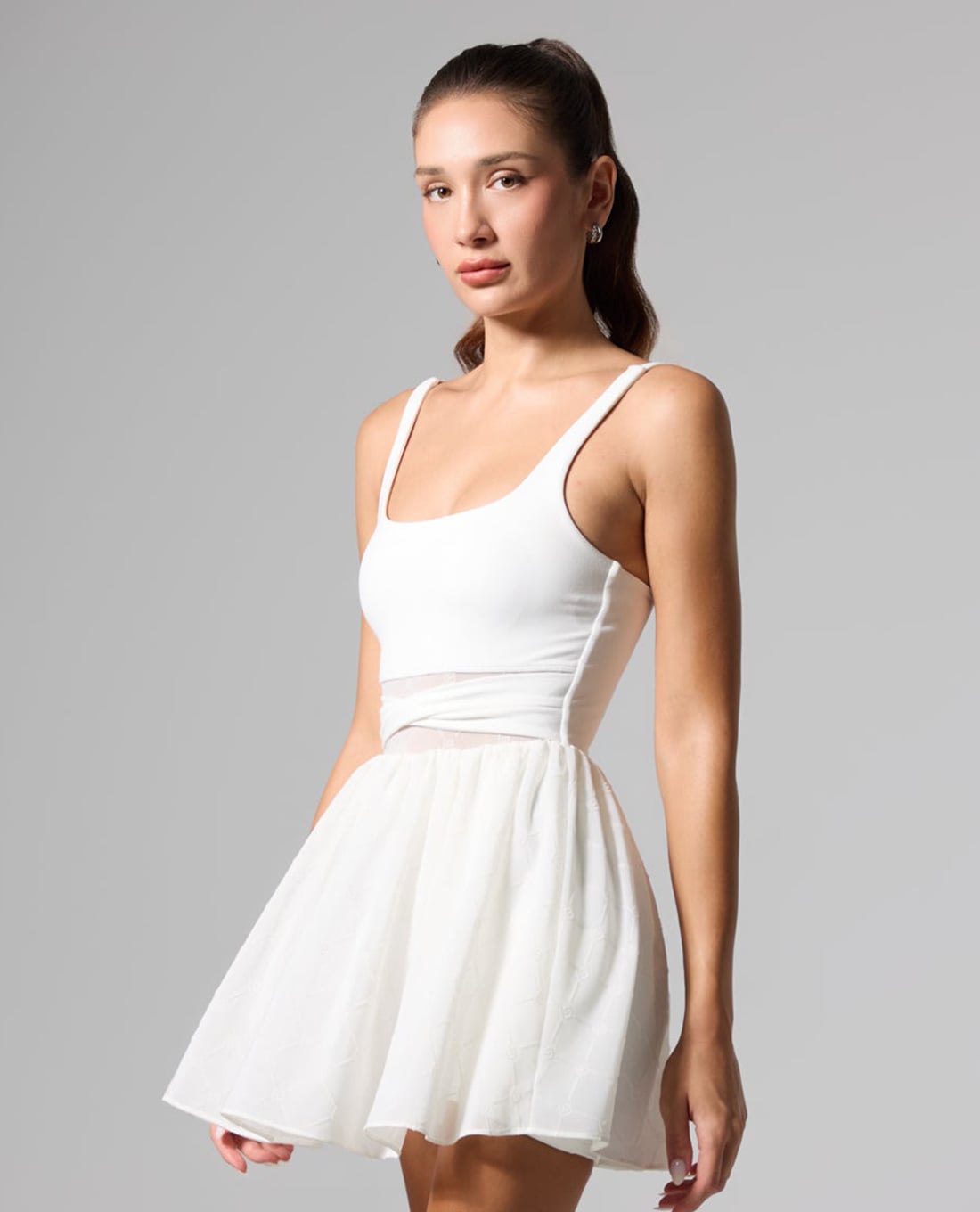 OLABEN - Đầm hai dây mini Salana Monogram