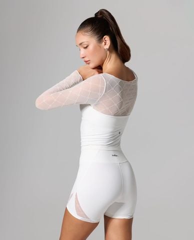  OLABEN - Áo thun thể thao nữ tay dài Ruched Monogram 