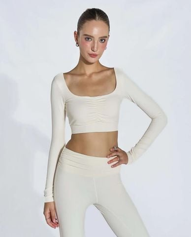  OLABEN - Áo bra thể thao nữ tay dài lưới nhún 