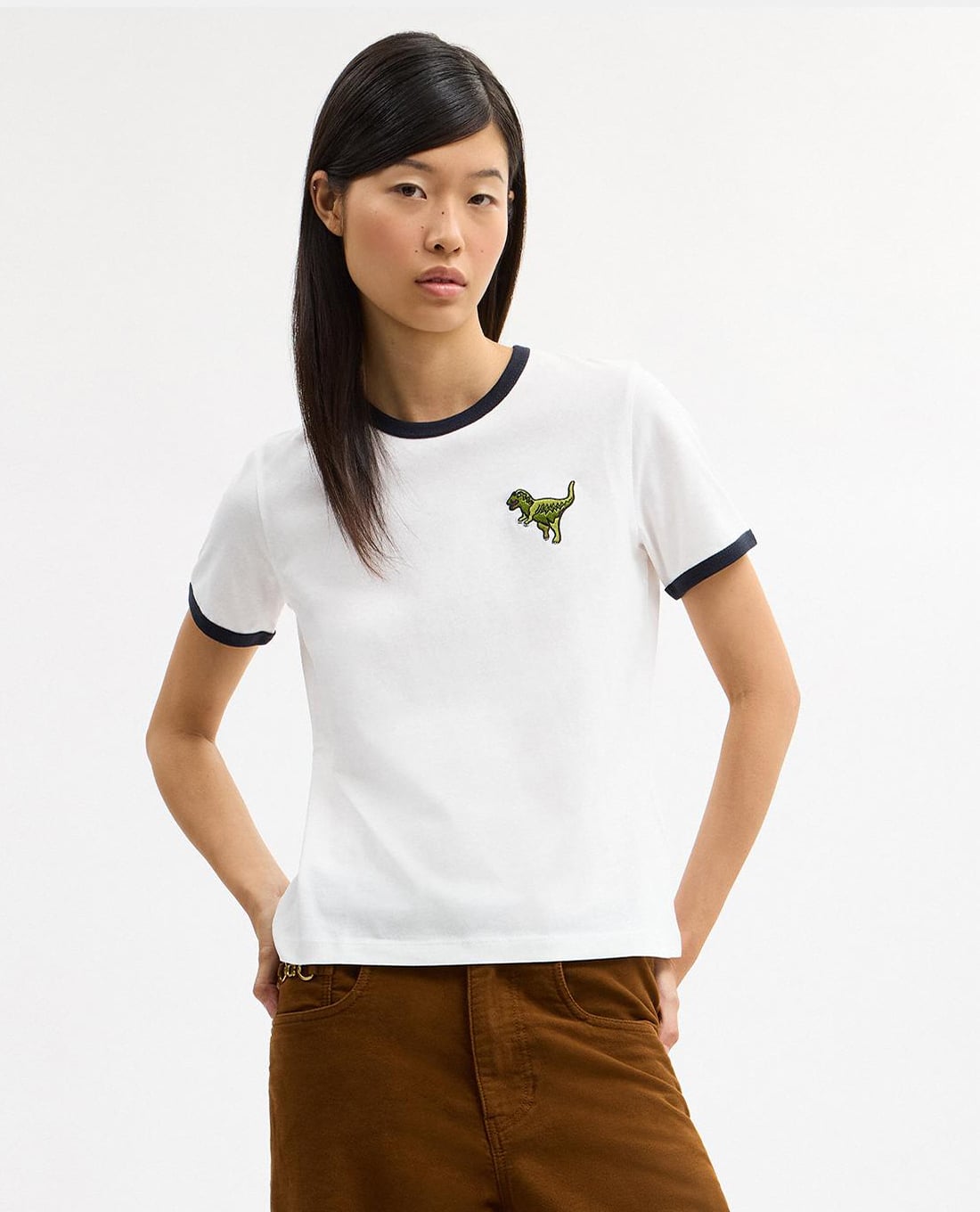 COACH - Áo thun nữ cổ tròn tay ngắn Rexy Ringer