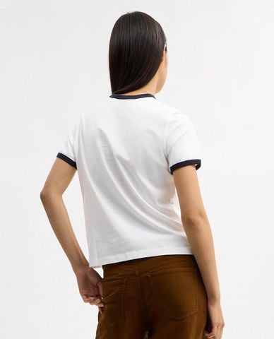  COACH - Áo thun nữ cổ tròn tay ngắn Rexy Ringer 