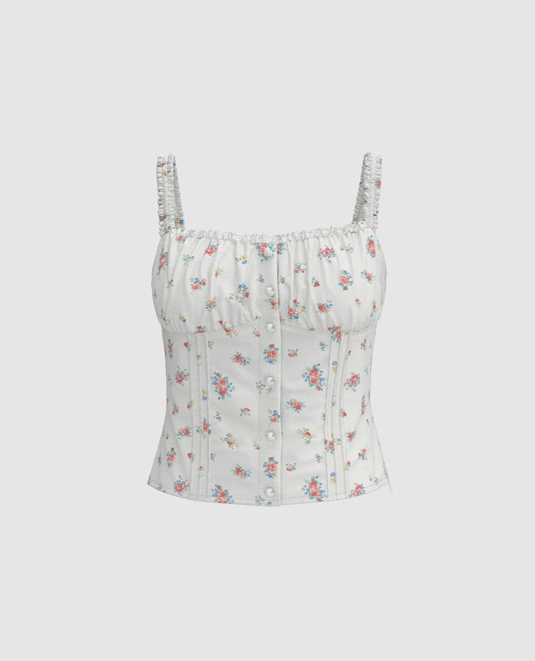 URBAN REVIVO - Áo hai dây nữ cổ vuông Floral
