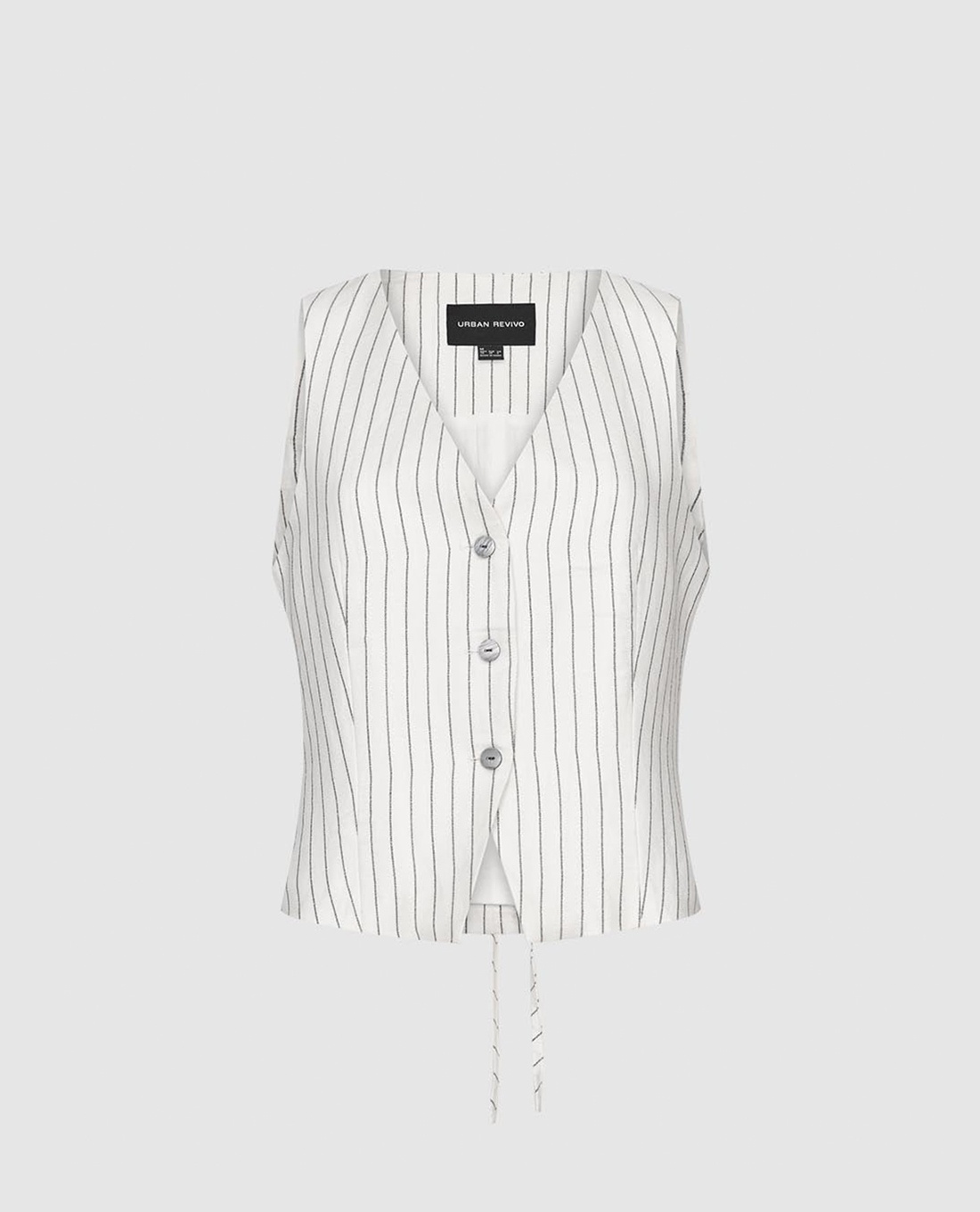 URBAN REVIVO - Áo khoác gile nữ cổ V phối dây nơ