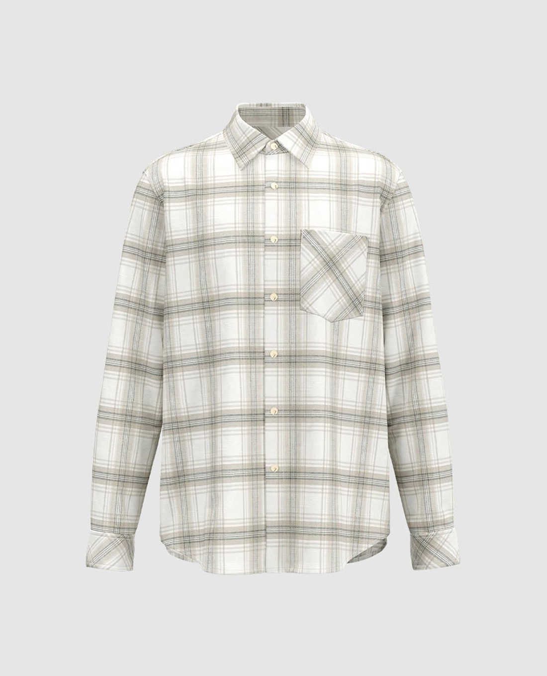 URBAN REVIVO - Áo sơ mi nam cổ bẻ tay dài họa tiết caro