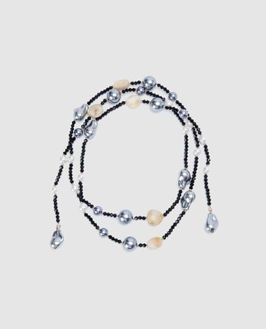  URBAN REVIVO - Vòng cổ nữ chuỗi hạt phối ngọc trai 