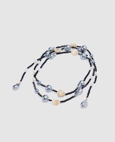  URBAN REVIVO - Vòng cổ nữ chuỗi hạt phối ngọc trai 