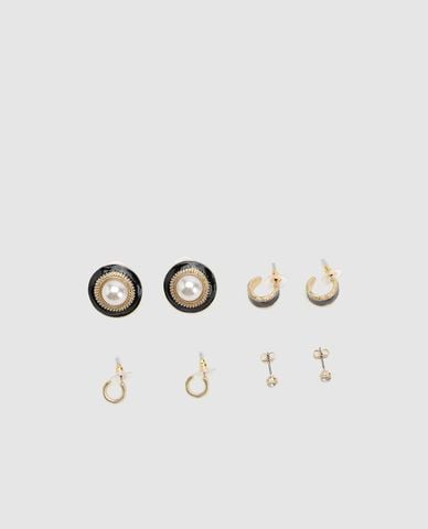  URBAN REVIVO - Set khuyên tai nữ phối ngọc trai cổ điển 