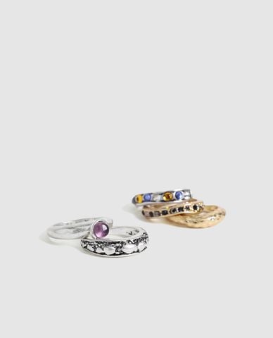  URBAN REVIVO - Set nhẫn nữ nhiều kiểu phối đá đa sắc 