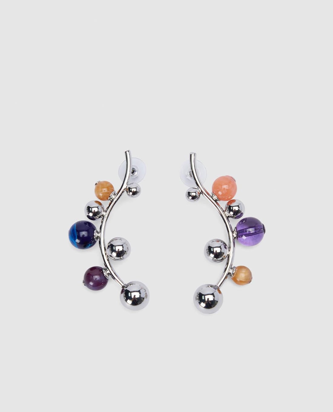 URBAN REVIVO - Khuyên tai nữ uốn cong phối hạt đa sắc